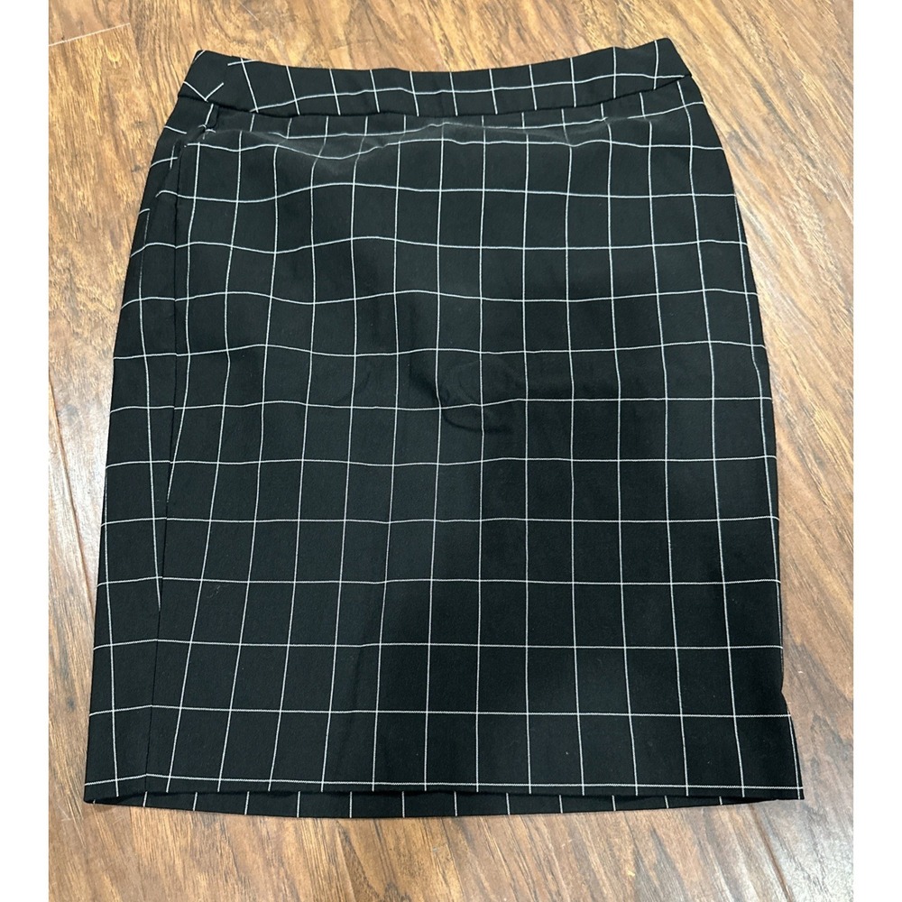Elle Pull On Women's Black/White Stretch Pencil Skirt Size:medium